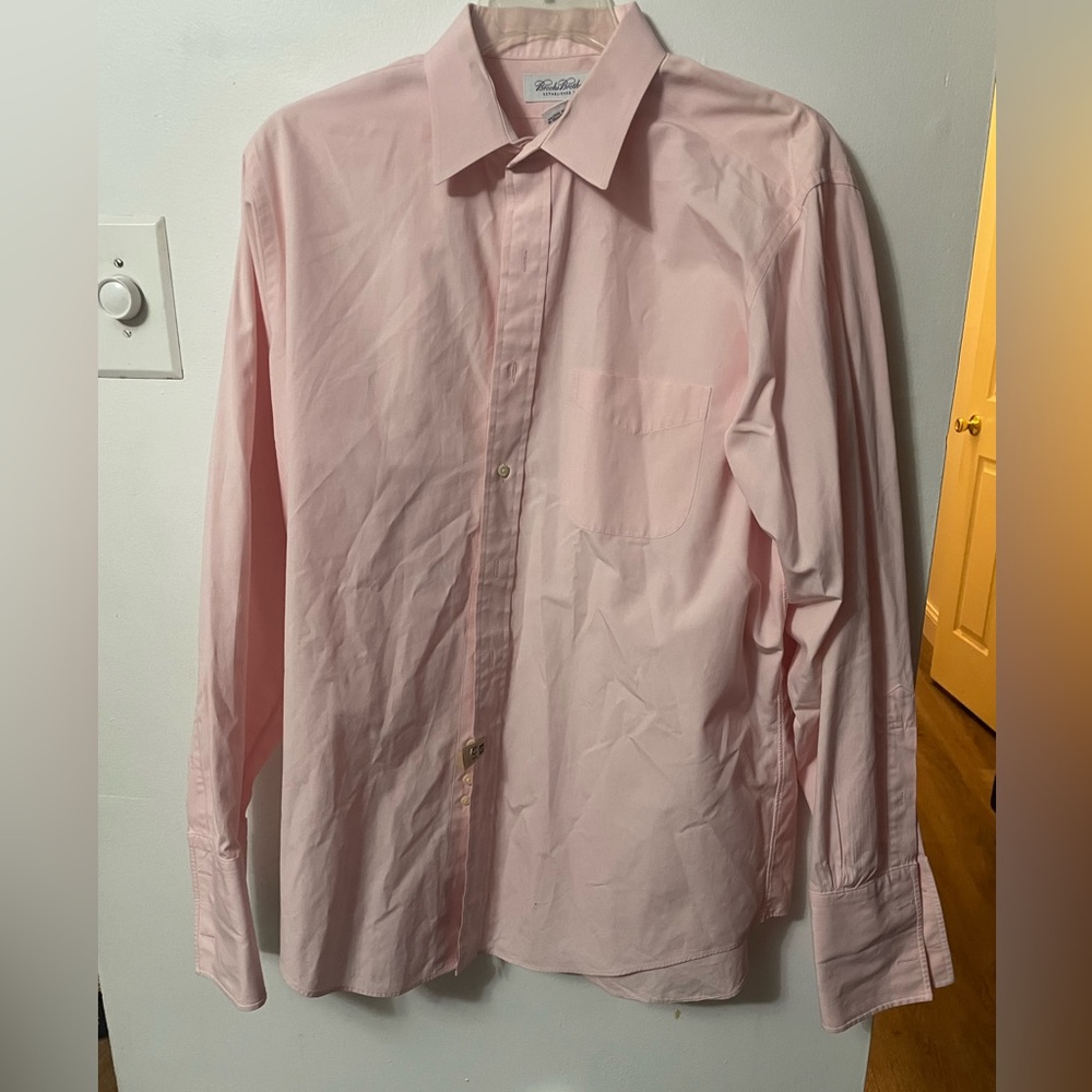 Brooks Brothers Dress Shirt Men's 17-35 Pink Button Down